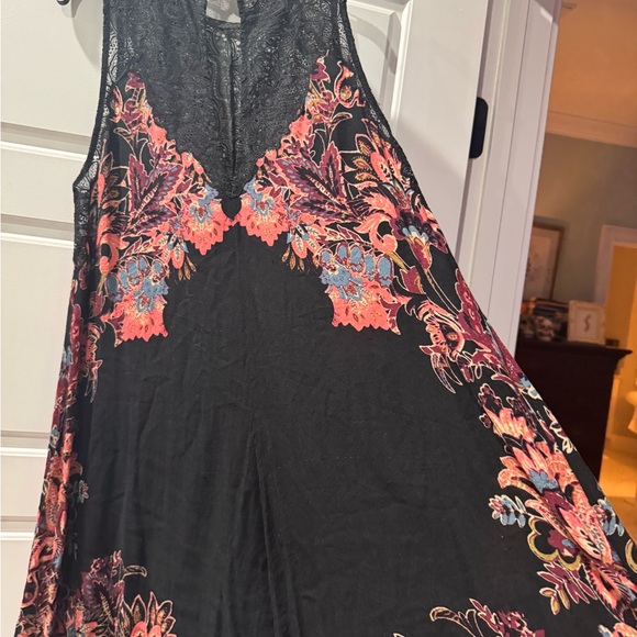 Free People Marsha Black and Pink Floral slip  Dress Medium - Picture 6 of 13